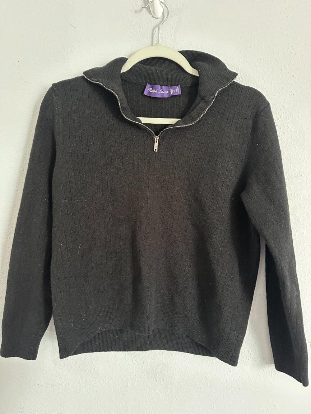 Ralph Lauren Purple Label Luxury Cashmere Black Sweater Women’s M Made In Italy - Picture 4 of 12